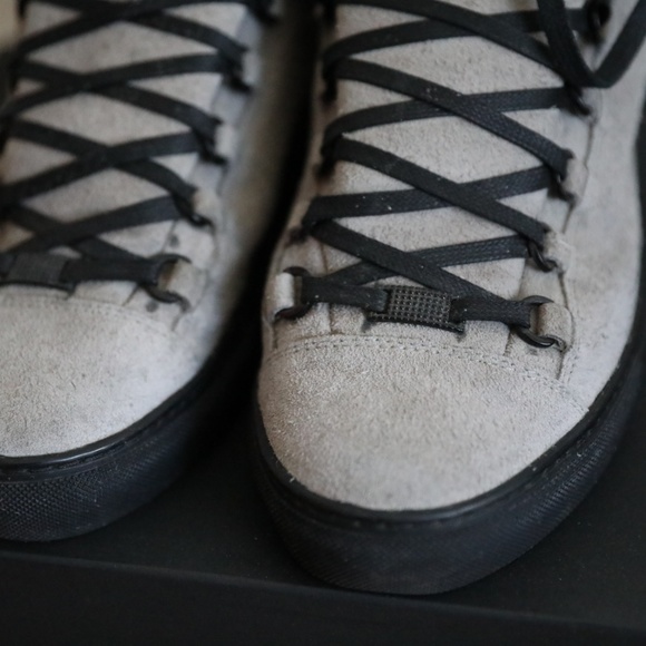 Balenciaga Men's Arena Grey Suede Sneaker - Picture 2 of 7